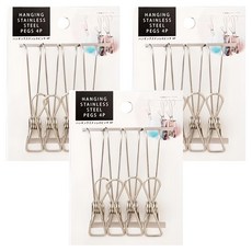 ELUO 掛式不鏽鋼夾4件組 0963, 3組, 銀色