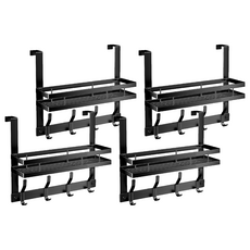 小麥購物 雙層門後掛勾 4鉤 C582 36cm 703g, 黑色, 4個