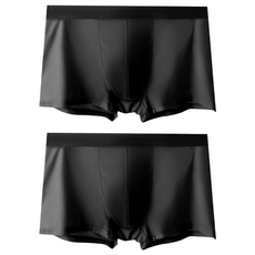 石墨烯冰絲涼感平口內褲 2件, 3XL, 黑色