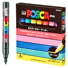 POSCA 中字水性麥克筆 海報彩色筆 圓石中字, PC-5M7C, 7支