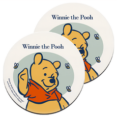 收納王妃 硬式珪藻土杯墊圓, 簡約維尼, 2個