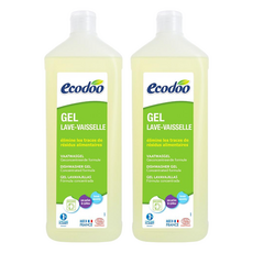 Ecodoo 洗碗機專用環保清潔劑 碗盤清潔 器皿清潔 Ecocert天然環保清潔劑認證, 1L, 2瓶