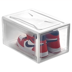 翻蓋磁吸鞋盒 透明可疊加, 白色, 1個