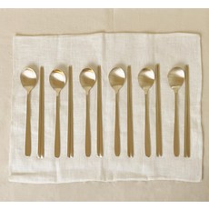Nothyang 韓國傳統黃銅 6人份湯匙筷子組, 勺子 6p + 筷子 6p, 1組, 單一顏色
