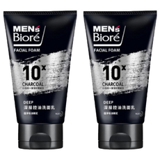 MEN's Biore 深層控油洗面乳，10倍炭 x 激油溶解成分, 100g, 2條