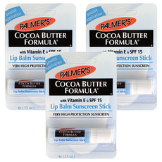 PALMER'S 帕瑪氏 維他命E SPF15 可可脂防曬護唇膏, 無色, 4g, 3支
