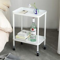 霜山鐵藝帶輪雙層小推車 郵購盒, 白色, 2 Tier