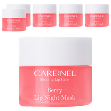 CARE NEL 莓果晚安唇膜, 超級保濕, 去除嘴唇角質, 護理受損嘴唇, 6罐, 1入