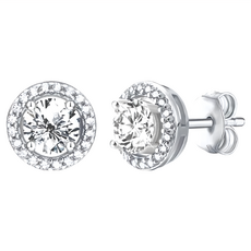 BIOAM 佰歐安 滿鑽光環莫桑鑽耳環 0.5克拉 D色 3EX VVS1