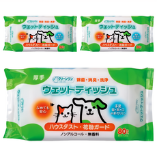 Clean One 保濕型除菌濕紙巾 Set 3包 添加玻尿酸 日本製造 無酒精 無香料 適合狗貓寵物, 80片
