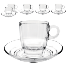 Ocean Glass 可啡卡布奇諾咖啡杯盤組, 210ml, 透明, 6組