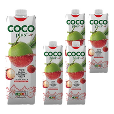 Cocoplus 椰子水 荔枝&喜瑪拉雅粉紅鹽味, 1L, 5瓶