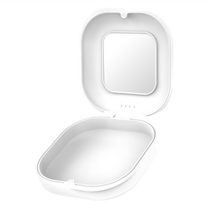 外出透氣攜帶盒 含鏡子 新款 磁吸款, 象牙白, 1個