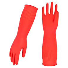 AHOYE 加厚防滑橡膠清潔手套 橘色 防油耐用, FREE(one size), 1雙