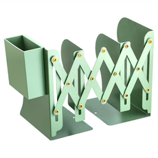 特大加厚金屬書架 可伸縮 + 筆筒款, 綠色