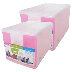 MORY 茂盛 IBCD 收納箱 聚丙烯(PP)材質, 粉色 + 白色, 2個