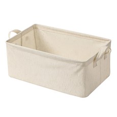 小麥購物 日式棉麻布藝衣物可折疊收納箱 26L, 米白色, 1個