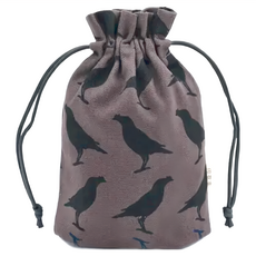 in Blooom 印花樂 束口小物袋 棉質 台灣製, 19 x 15cm, 台灣八哥5號 工匠灰黑