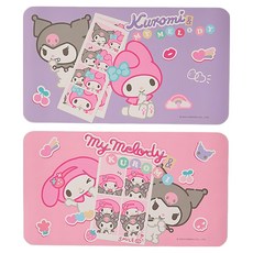 Sanrio 三麗鷗 酷洛米多功能易潔餐塾2件組 KU-PM01, 大頭貼 紫色 + 粉色, 39 x 22 x 0.2cm, 1套