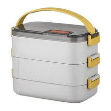 蕉蕉購物 304不鏽鋼升級三層分格保溫飯盒, 灰色, 1組