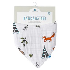 little unicorn 純棉雙面三角圍兜, 柔軟親膚, 100%天然纖維, 美國設計, 動物森林, 1個