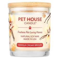 PET HOUSE 室內除臭寵物香氛蠟燭 法式烤布蕾 持續燃燒60小時, 255g, 1罐