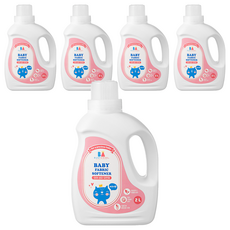 BUSYANGEL 柔順嬰兒衣物柔軟精 爽身粉香味 大容量 溫和配方, 2L, 5瓶