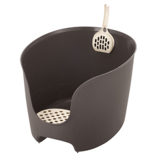 Richell 利其爾 拉普蕾圍牆貓廁所, 摩登灰, 1個, 41x50x31.5cm