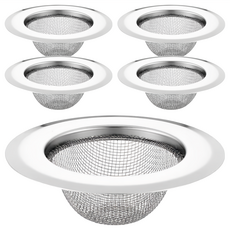 廚房不鏽鋼水槽濾網 優質不鏽鋼材質 濾孔眾多 排水迅速, 銀色, 5個