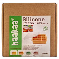 haakaa 9格矽膠副食品分裝盒 (35ml x 9), 冷凍分裝, 食品級矽膠材質, 不含BPA, 粉橘, 315ml, 1個