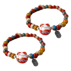 Buddha best 招財進寶事業昌盛招財貓手鍊 2件組