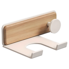 上手家居 實木吹風機支架, 免釘膠牆面壁掛架, 適用Dyson吹風機, 原木色, 1個