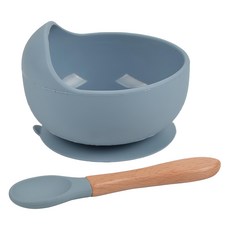 coaa-coaa 矽膠湯碗/匙組, 湯碗 + 湯匙, 純水藍, 1組