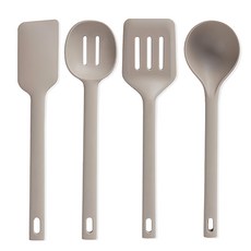 Paintinfo 現代矽膠炊具四件套裝, 灰色, 1組, 湯匙1入+奶油刀1入+漏勺1入+漏鏟1入