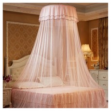 JAR嚴選 小清新蕾絲花邊公主圓頂落地蚊帳, 均碼, 粉色, 1個
