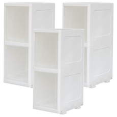 dayneeds 日需百備 北歐簡約二層隙縫櫃 SBD-2502 25cm縫隙適用掀蓋式 多功能 滑輪 二層 1769g, 透明, 3個