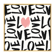 Boluo 菠蘿選畫所 Full Love II 愛心圖案畫作, 40 x 40cm, 木色