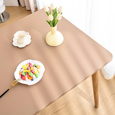TengYue 防髒汙免洗桌布套 PU+防水塗層 仿絲絨, 140 x 80, 淺咖啡色, 1個