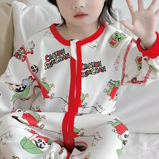 愛北鼻 無痕長袖防踢被 紅邊雨傘小新 80碼 柔軟舒適 方便穿脫, 1入, White