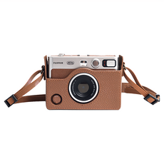 拍立得 mini Evo 真皮復古相機包 附背帶 棕色, 1個, 單一商品