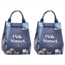 小麥購物 手提保溫便當袋 Y749, PINK 熊, 2個