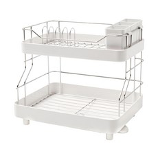 碗盤瀝水置物架 刀架 + 筷架, 2層, 白色, 1組