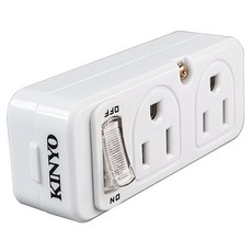 Kinyo 節電1開4插分接器 2孔/3孔, 51mm, MR-5360, 1個