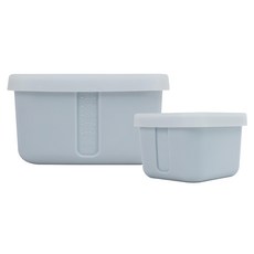 DIKE Warmth方形矽膠保鮮盒2件組 SGS食用級 鉑金矽膠 耐冷熱 可微波 HKS310 夕霧藍, 1組, 2個容器 + 2個蓋子