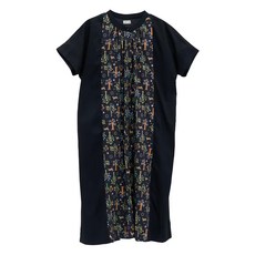 in Blooom 印花樂 無領襯衫罩衫洋裝 F 寬鬆舒適 台灣製, Free Size, 山羌之森 + 月夜 黑色