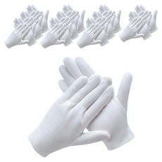AHOYE 加厚純棉手套 男女通用 工作清潔保養適用, 白色, 12雙