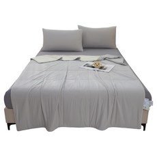 寢室安居 S plus科技涼感抗菌拼色涼被 灰檸黃 親膚, 5 x 6尺(200 x 150cm)