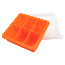 haakaa 6格矽膠副食品分裝盒/製冰盒 (70ml*6), 橘色, 420ml, 1個
