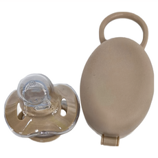 Basilic 貝喜力克 拇指型安撫奶嘴 附防塵蓋可掛式奶嘴收納盒 存在主義 奶茶, M(6個月以上), 1組