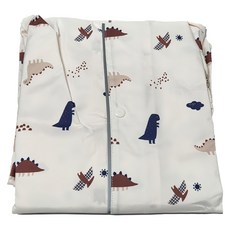 愛北鼻兒童加厚加強防水雨衣 加厚款-米色恐龍世界 加高領口防水 4XL碼 1入, 4XL(建議身高150-165cm)